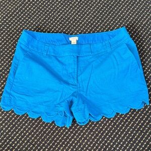 J. Crew Bright Blue Scalloped Shorts